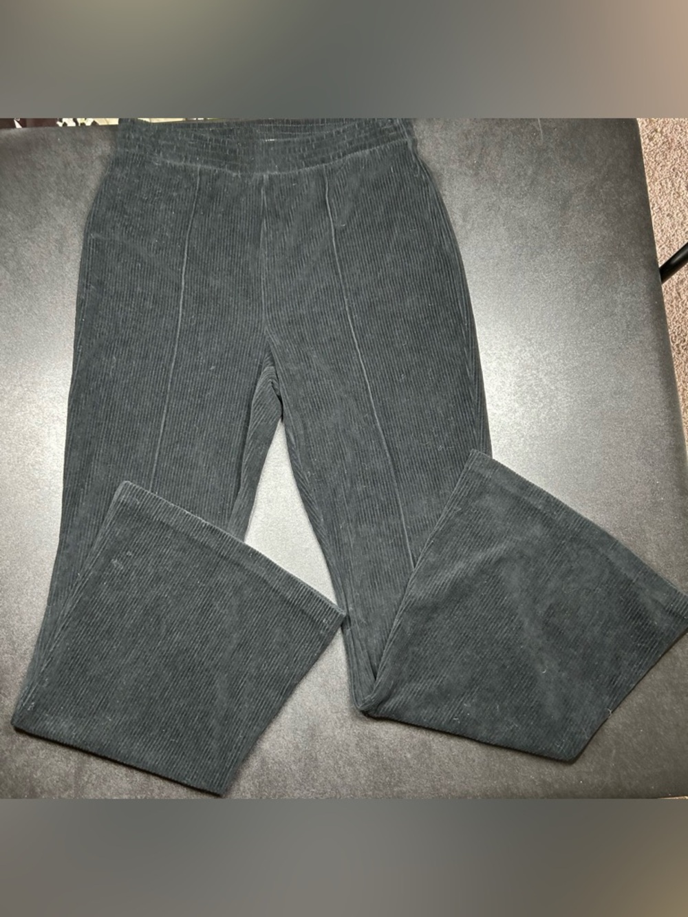 Aerie Women’s Size M Black Wide Leg Waffle Flare Trousers Pants